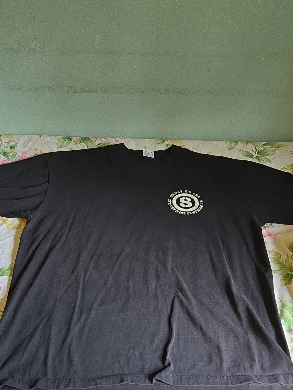 Men's Black Graphic Crew Tee with Chest Emblem